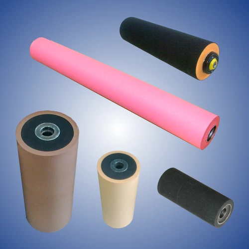 Pressure rollers rubberized with foam rubber